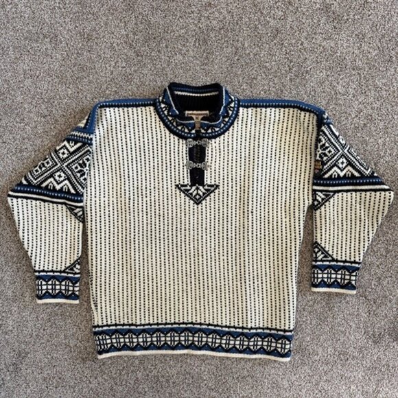 Vintage DALE of NORWAY Wool Pullover Ivory Sweater Medium - Picture 2 of 16